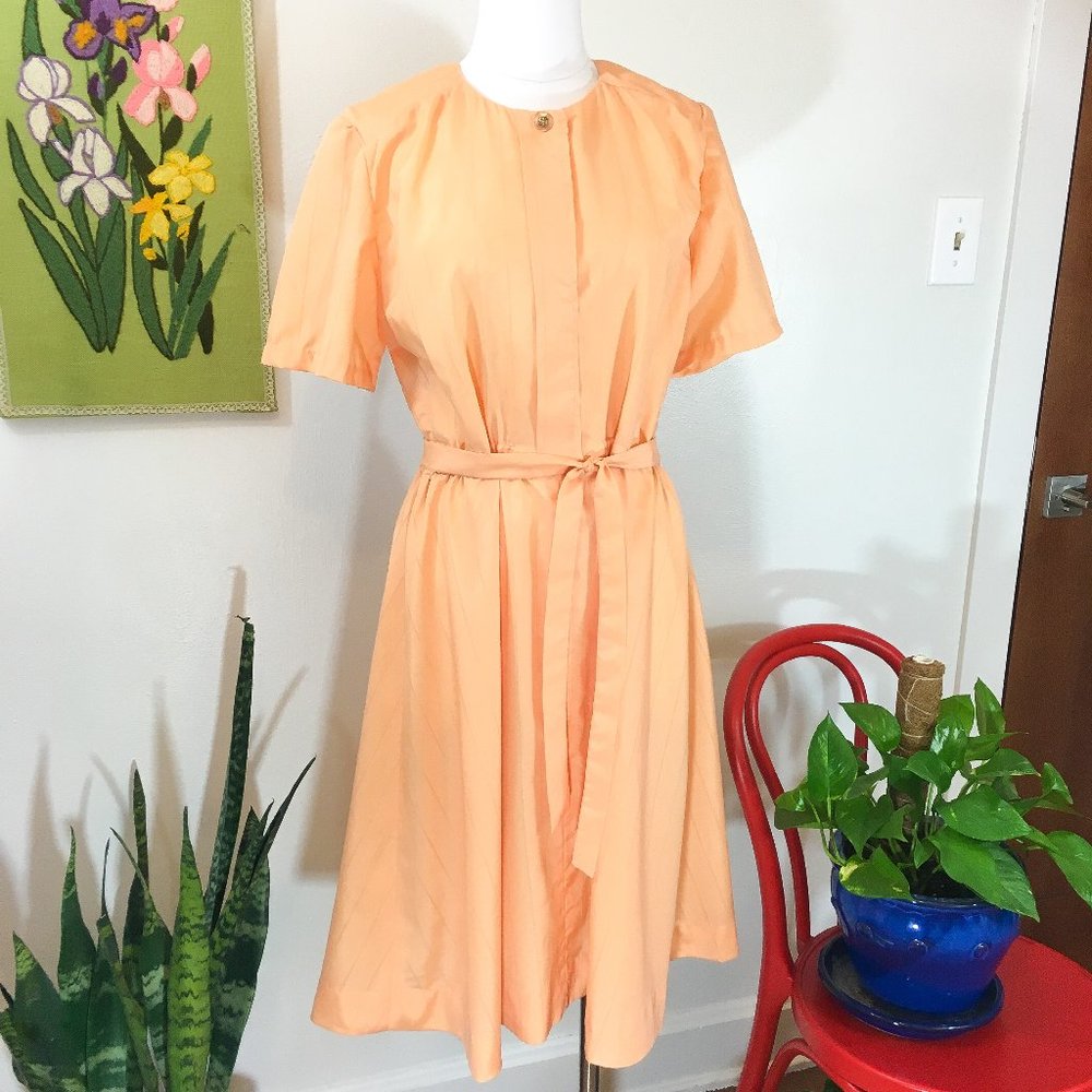 Vintage 80's Peach Pinstripe Secretary Dress